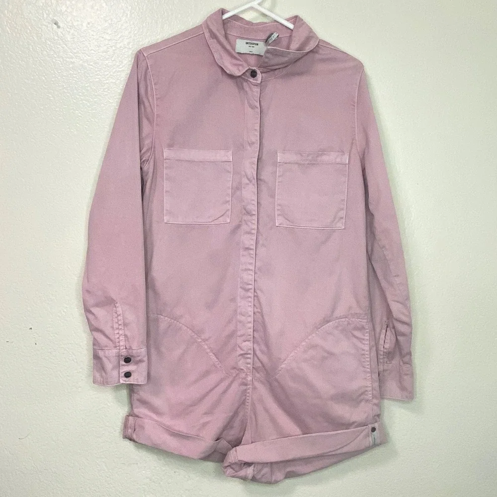 One Teaspoon Prophecy Romper Pink Cotton Utility Button Front Womens Size Small - Picture 4 of 12